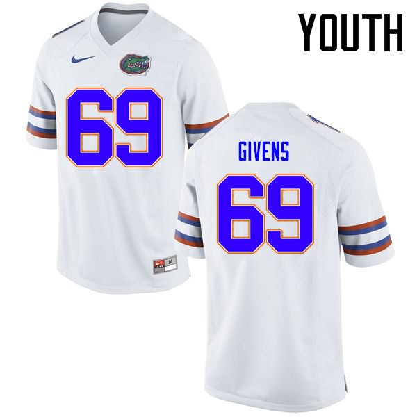 NCAA Florida Gators Marcus Givens Youth #69 Nike White Stitched Authentic College Football Jersey CAO1564HD